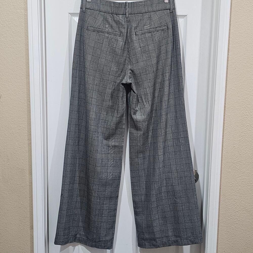 American Eagle Wide Leg Plaid Pants Womens 4 Gray High Rise Career Stretch - Picture 2 of 9